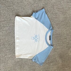 SHEIN Blue and White Short Sleeve Tee